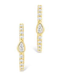 Sterling Silver Pear Cut Bezel Set Huggie Hoop Earrings - Sterling Forever
