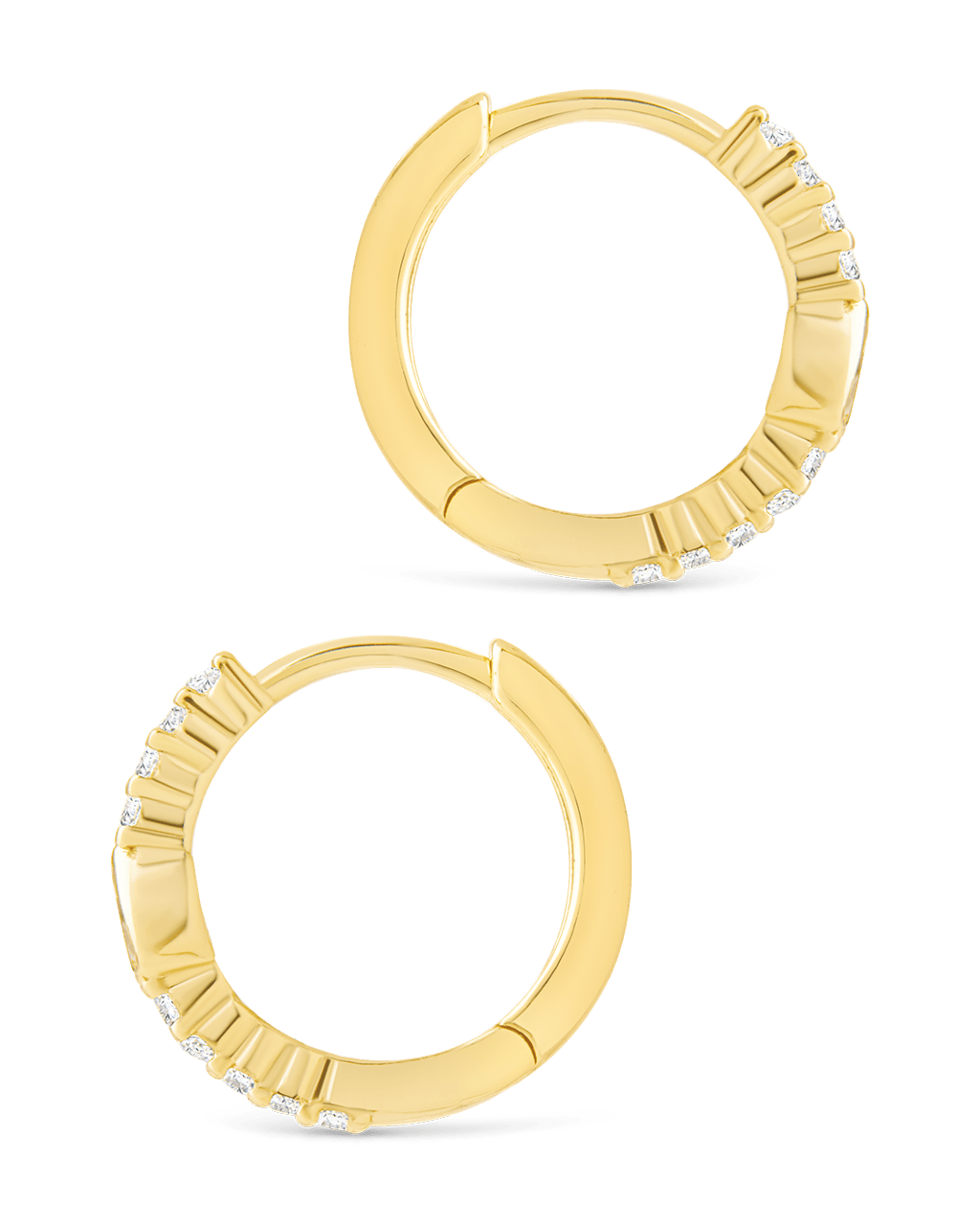 Sterling Silver Pear Cut Bezel Set Huggie Hoop Earrings - Sterling Forever