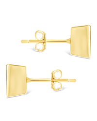 Sterling Silver Princess Cut Bezel Set Stud Earrings - Sterling Forever