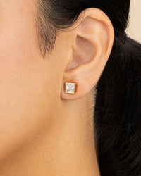 Sterling Silver Princess Cut Bezel Set Stud Earrings - Sterling Forever