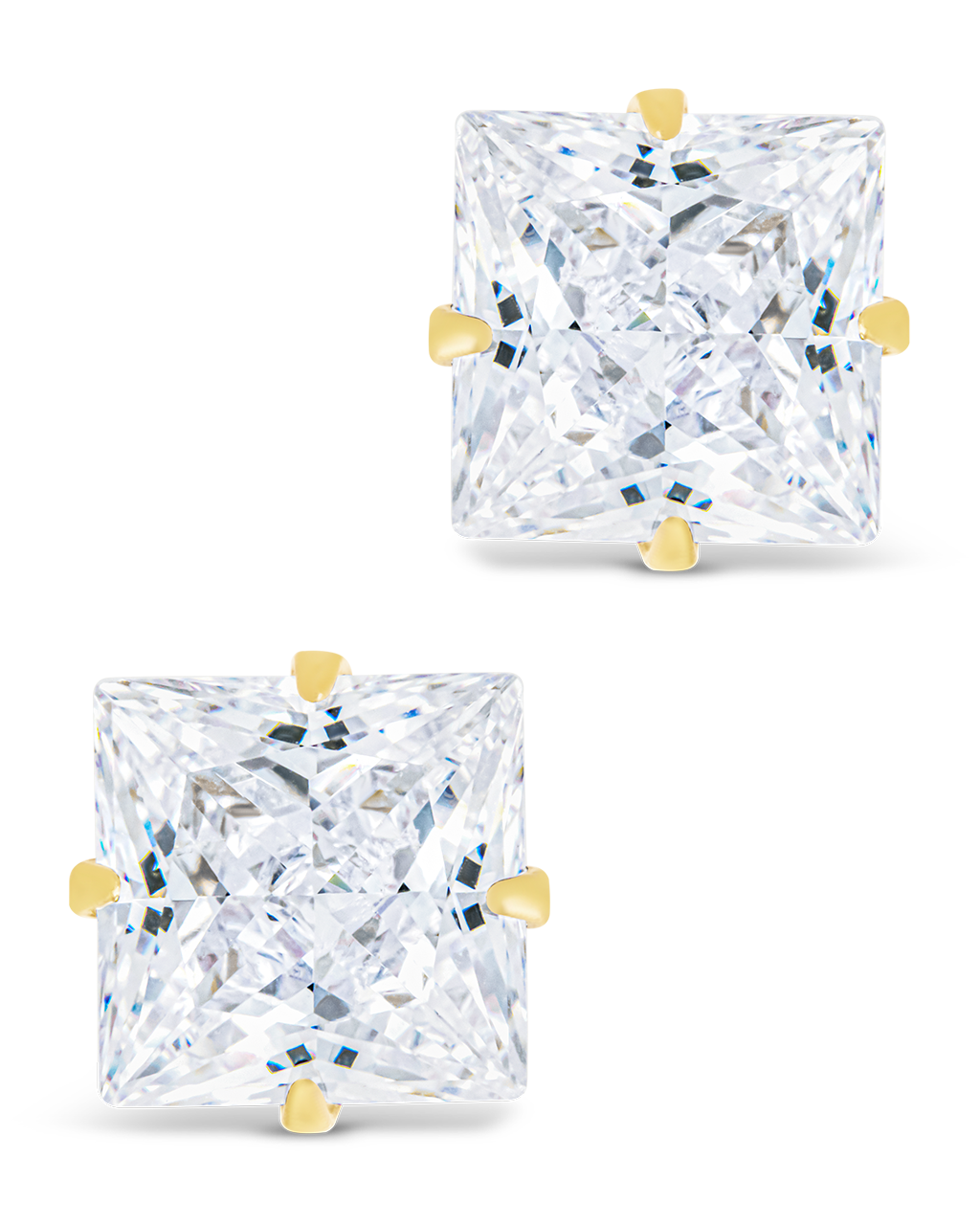 Sterling Silver Princess Cut Prong Set Stud Earrings