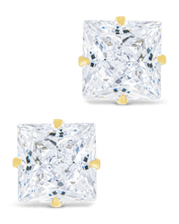 Sterling Silver Princess Cut Prong Set Stud Earrings - Sterling Forever