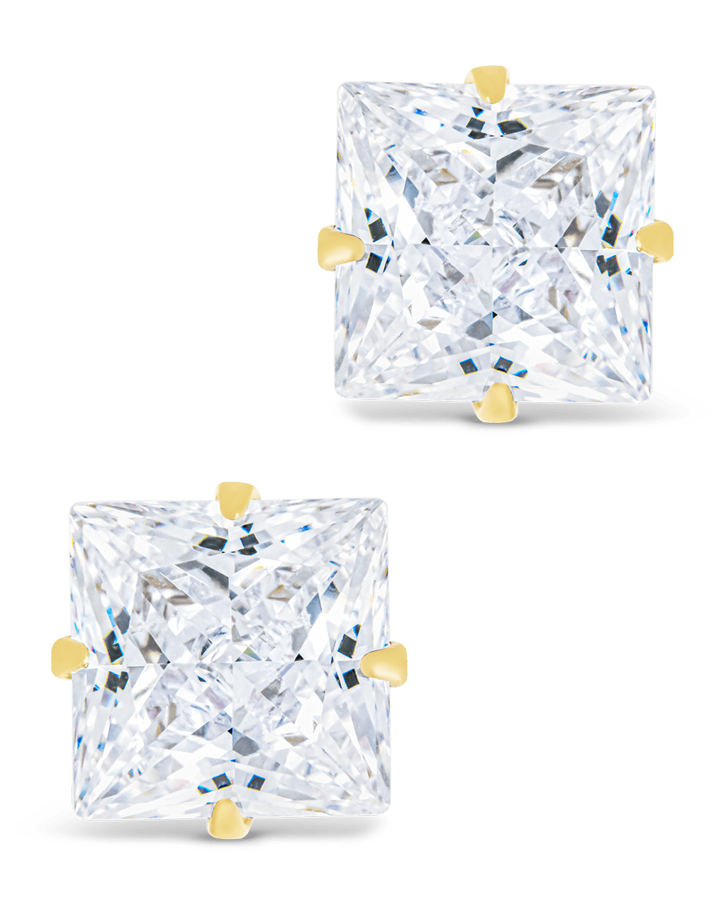Sterling Silver Princess Cut Prong Set Stud Earrings - Sterling Forever