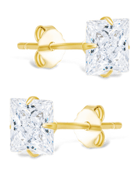 Sterling Silver Princess Cut Prong Set Stud Earrings - Sterling Forever