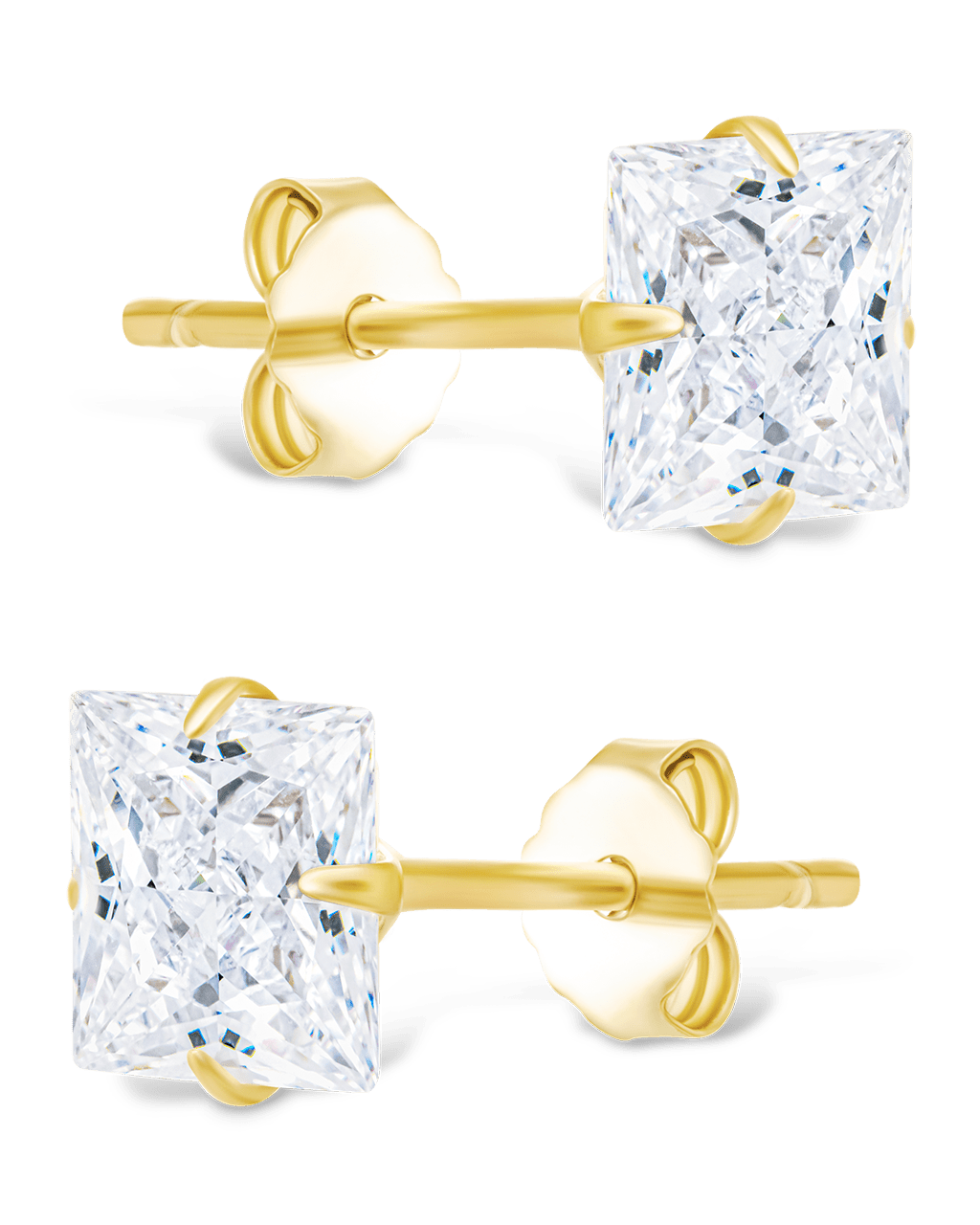 Sterling Silver Princess Cut Prong Set Stud Earrings - Sterling Forever
