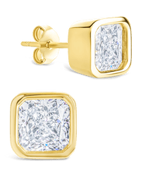 Sterling Silver Radiant Cut Bezel Set Stud Earrings - Sterling Forever