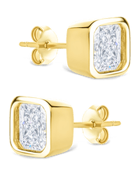 Sterling Silver Radiant Cut Bezel Set Stud Earrings - Sterling Forever