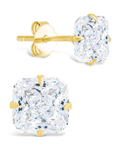 Sterling Silver Radiant Cut Prong Set Stud Earrings