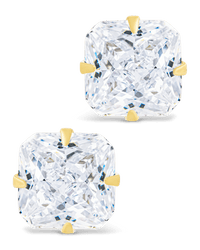 Sterling Silver Radiant Cut Prong Set Stud Earrings