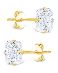 Sterling Silver Radiant Cut Prong Set Stud Earrings