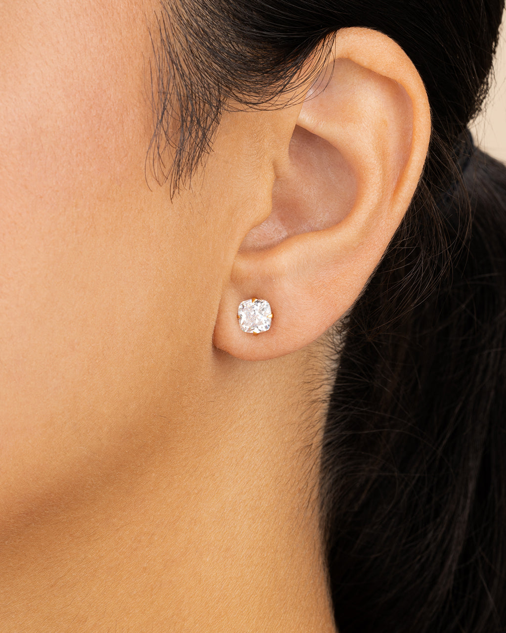 Sterling Silver Radiant Cut Prong Set Stud Earrings