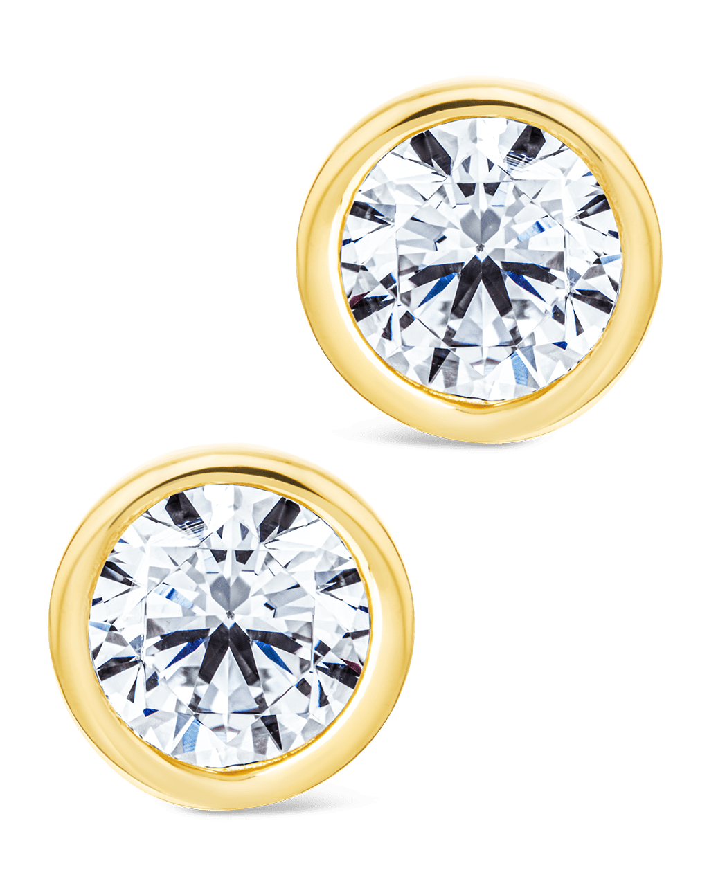 Sterling Silver Round Cut Bezel Set Stud Earrings - Sterling Forever