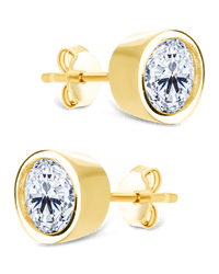 Sterling Silver Round Cut Bezel Set Stud Earrings - Sterling Forever
