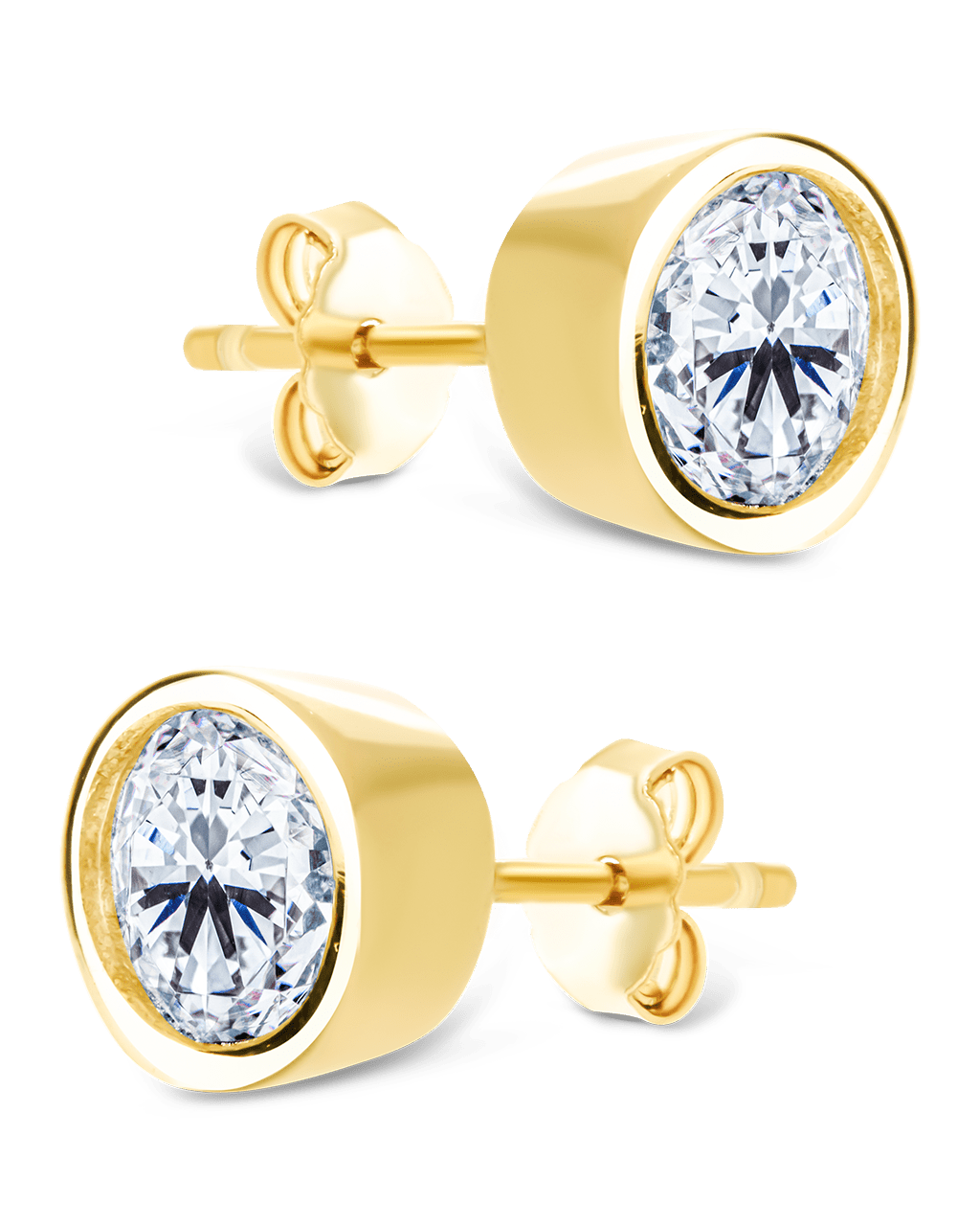 Sterling Silver Round Cut Bezel Set Stud Earrings - Sterling Forever