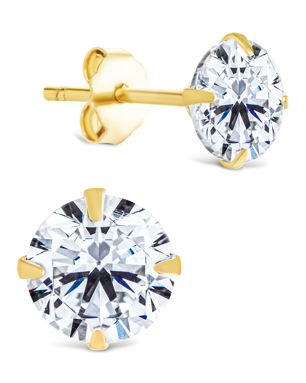 Sterling Silver Round Cut Prong Set Stud Earrings