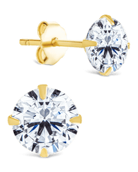 Sterling Silver Round Cut Prong Set Stud Earrings - Sterling Forever