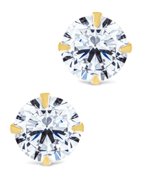 Sterling Silver Round Cut Prong Set Stud Earrings - Sterling Forever