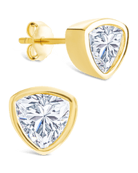 Sterling Silver Trillion Cut Bezel Set Stud Earrings - Sterling Forever