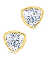 Sterling Silver Trillion Cut Bezel Set Stud Earrings - Sterling Forever