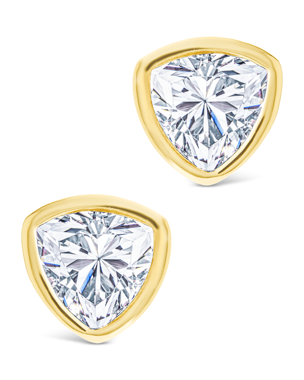 Sterling Silver Trillion Cut Bezel Set Stud Earrings - Sterling Forever