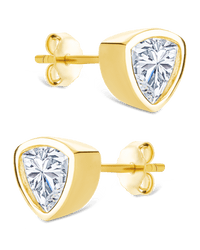 Sterling Silver Trillion Cut Bezel Set Stud Earrings - Sterling Forever