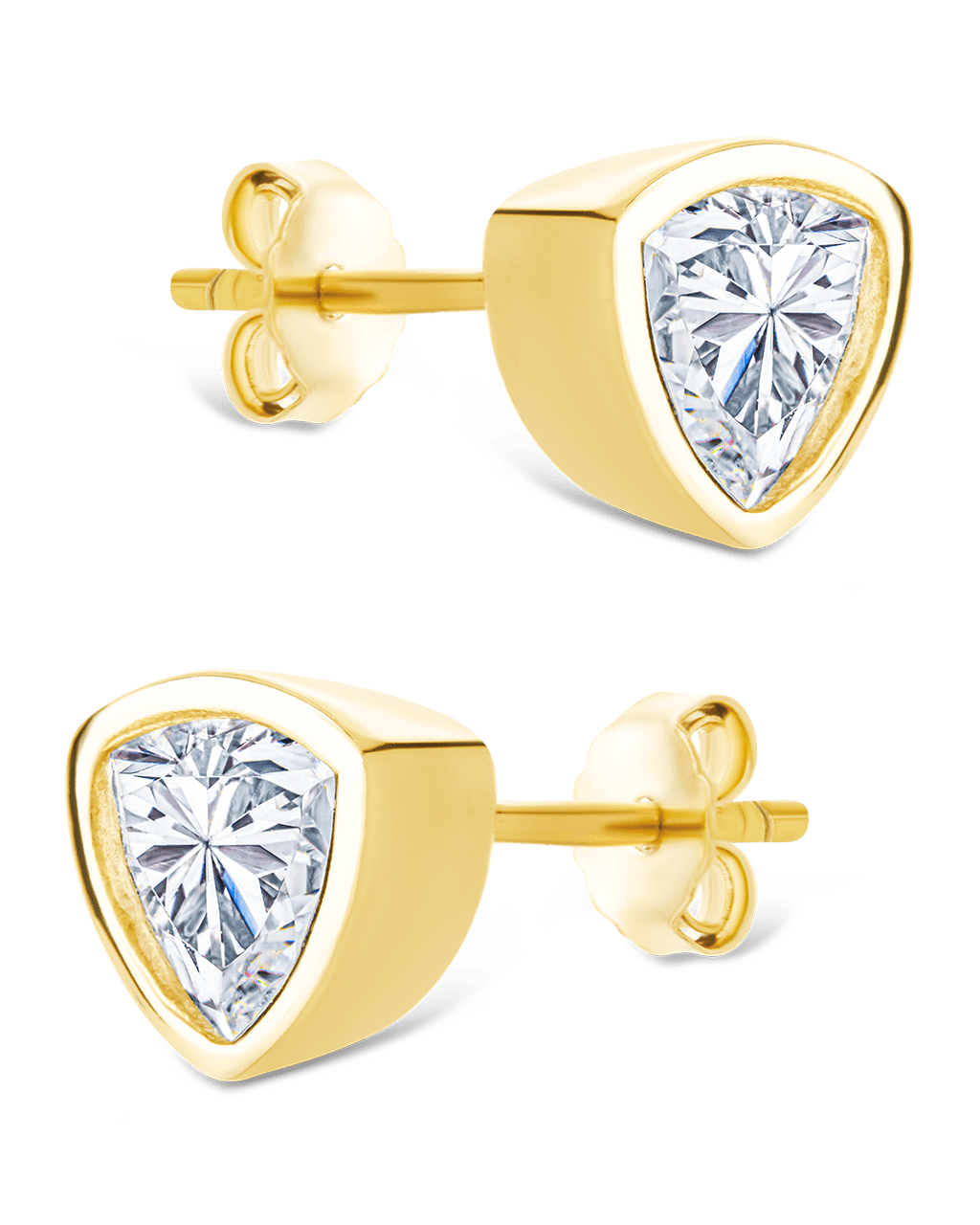 Sterling Silver Trillion Cut Bezel Set Stud Earrings - Sterling Forever