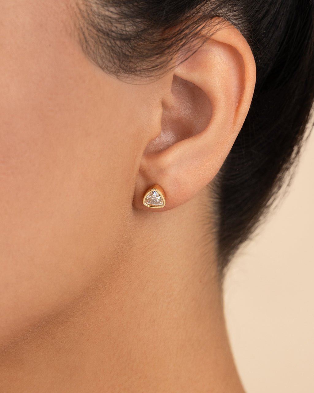 Sterling Silver Trillion Cut Bezel Set Stud Earrings - Sterling Forever