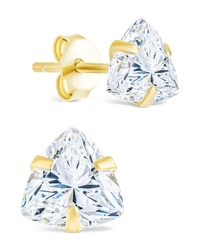 Sterling Silver Trillion Cut Prong Set Stud Earrings - Sterling Forever