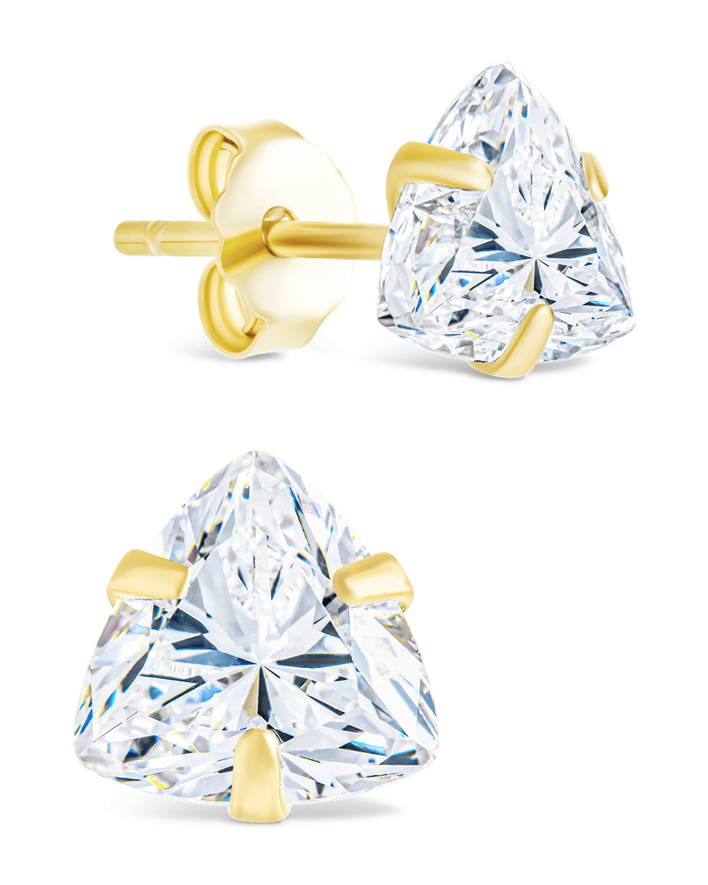 Sterling Silver Trillion Cut Prong Set Stud Earrings - Sterling Forever