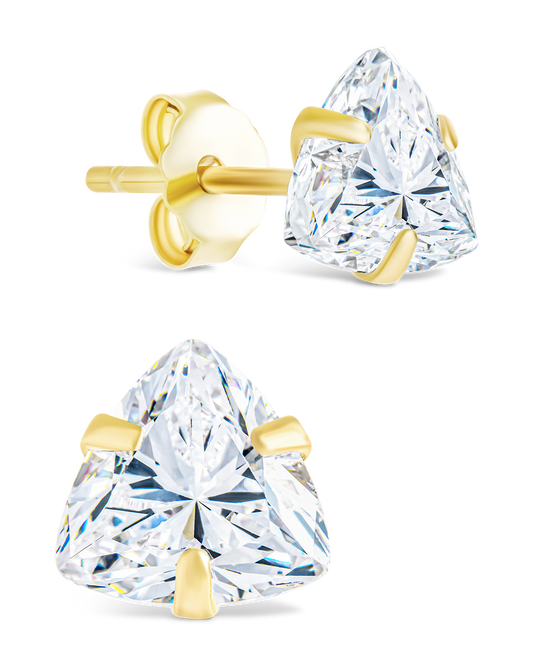 Sterling Silver Trillion Cut Prong Set Stud Earrings
