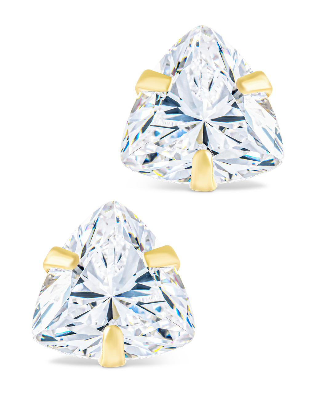 Sterling Silver Trillion Cut Prong Set Stud Earrings - Sterling Forever