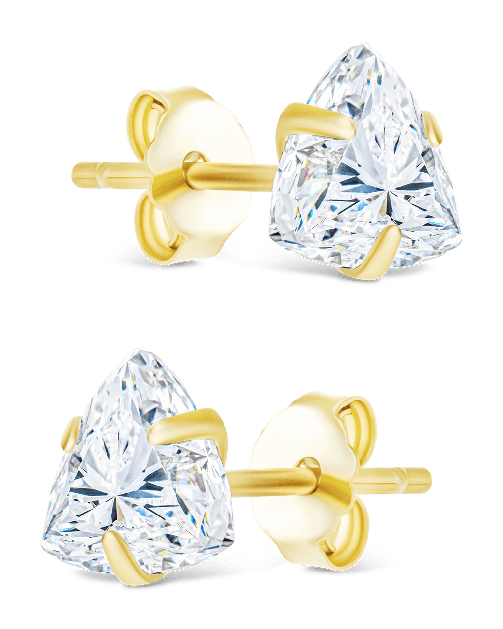 Sterling Silver Trillion Cut Prong Set Stud Earrings - Sterling Forever