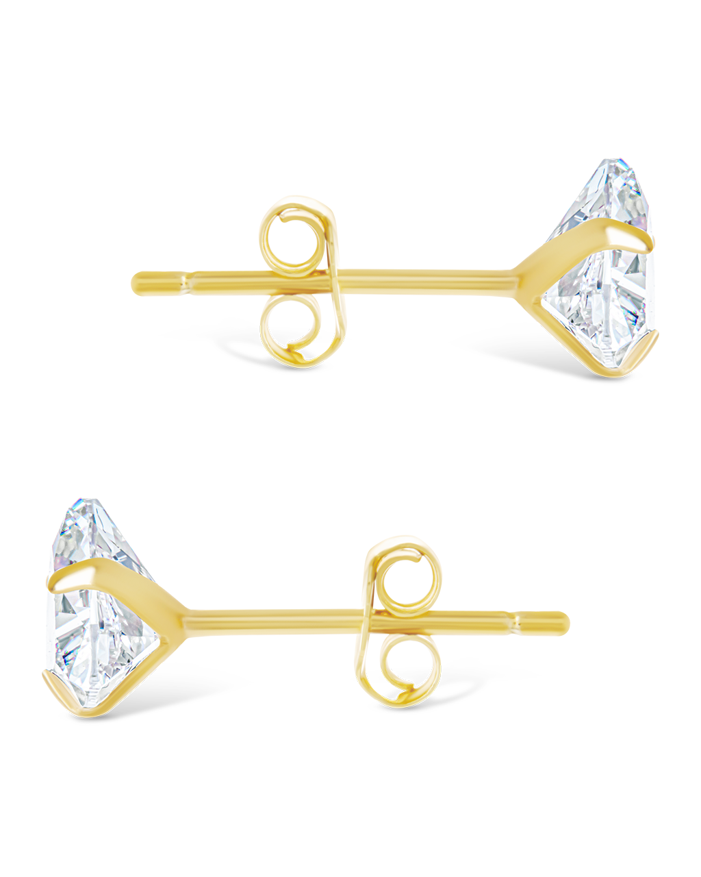 Sterling Silver Trillion Cut Prong Set Stud Earrings