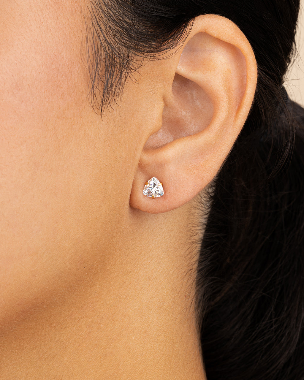 Sterling Silver Trillion Cut Prong Set Stud Earrings