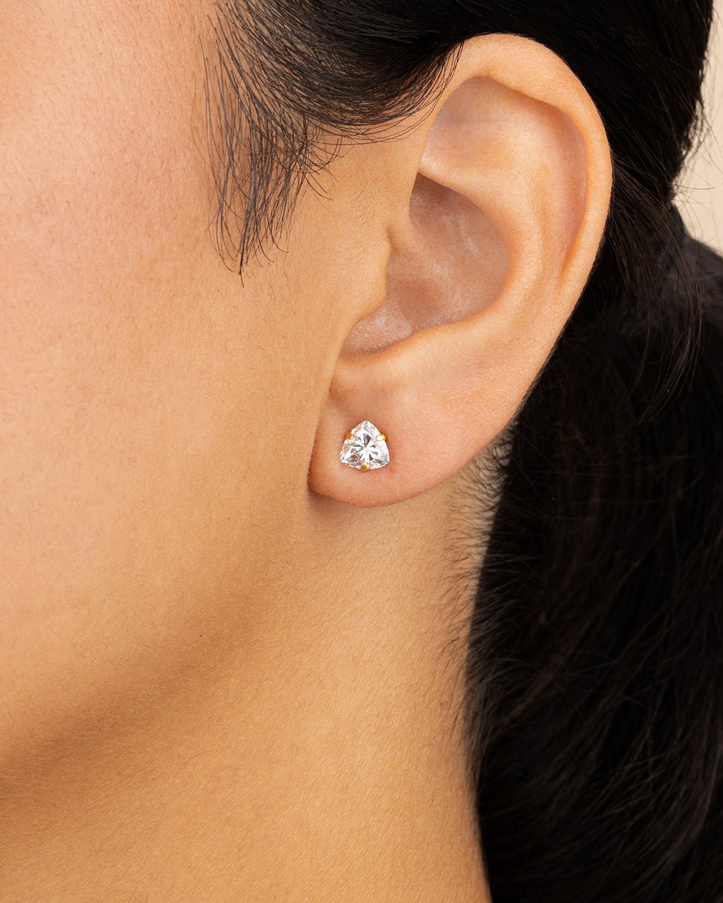 Sterling Silver Trillion Cut Prong Set Stud Earrings - Sterling Forever