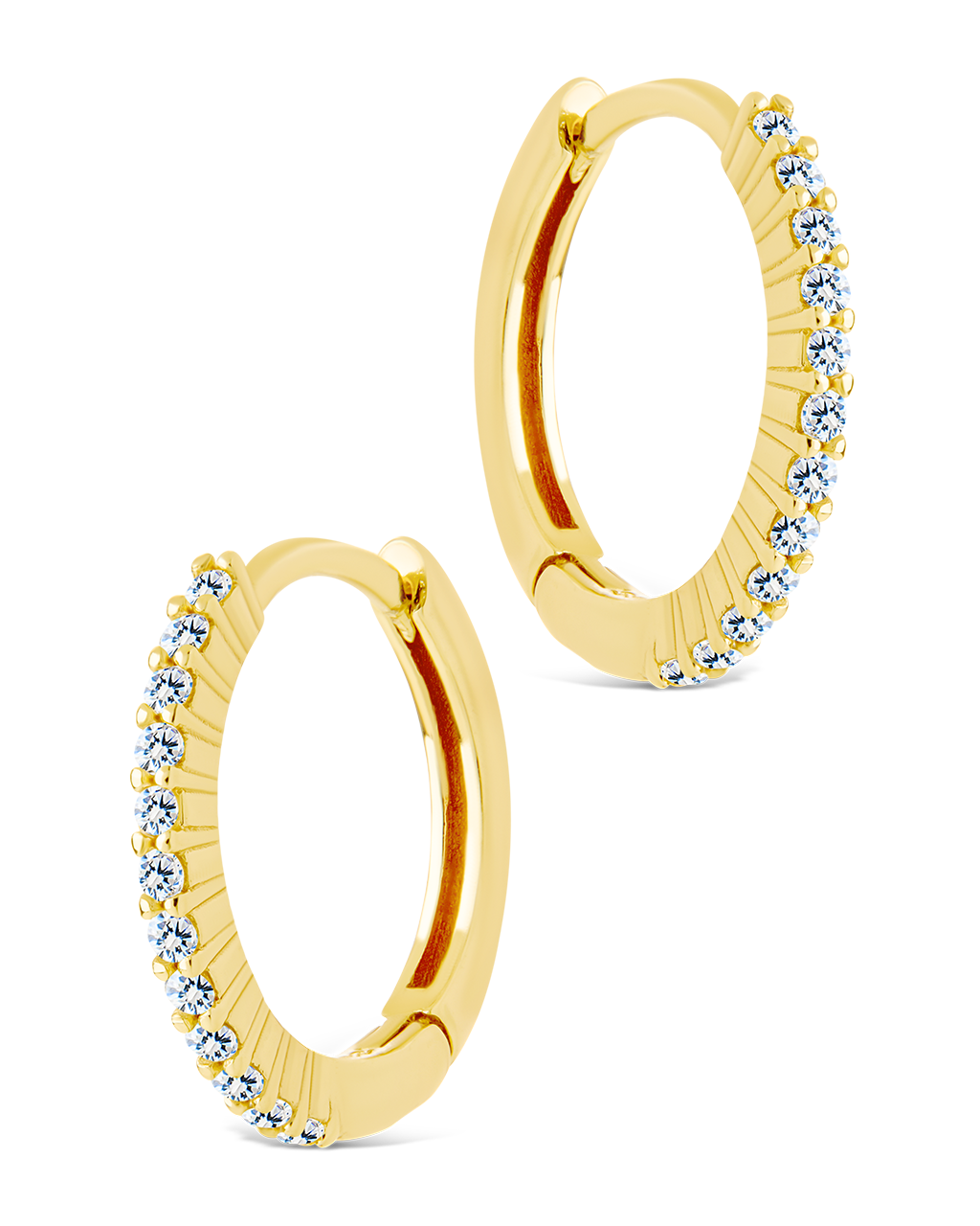 Sterling Silver Pave CZ Micro Hoops