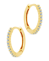 Sterling Silver Pave CZ Micro Hoops - Sterling Forever