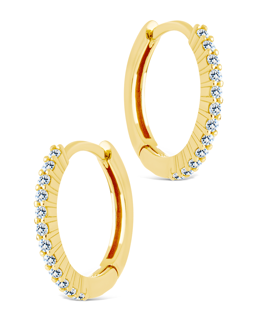 Sterling Silver Pave CZ Micro Hoops - Sterling Forever