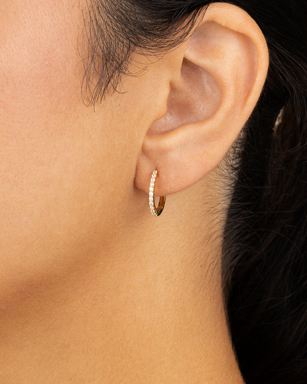 Sterling Silver Pave CZ Micro Hoops