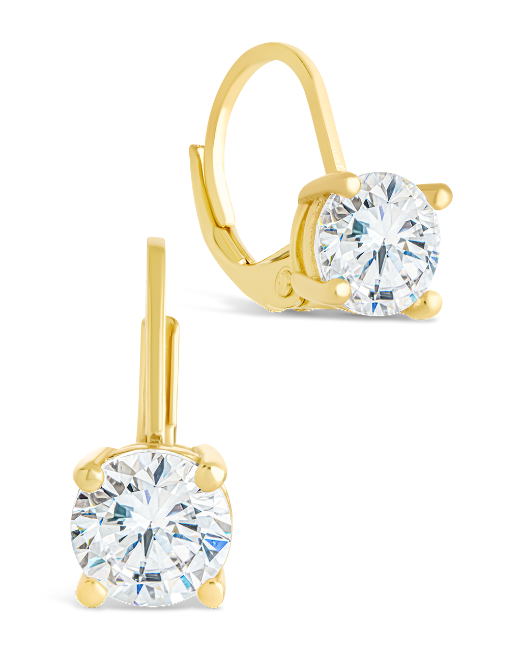 Sterling Silver Round Cut French Clip Earrings