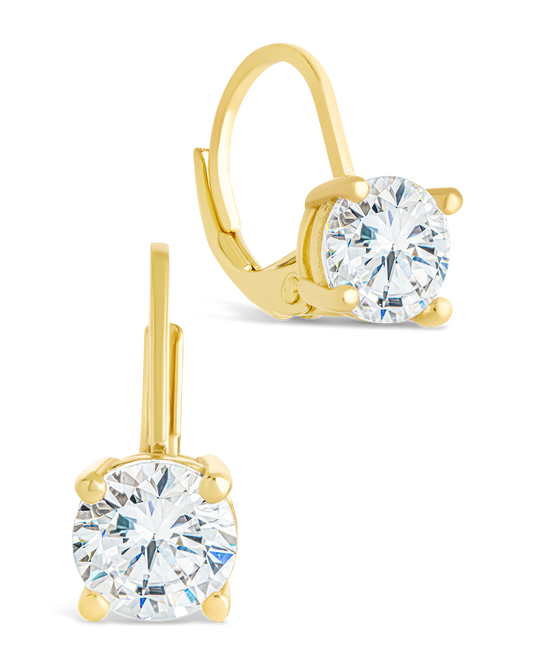 Sterling Silver Round Cut French Clip Earrings