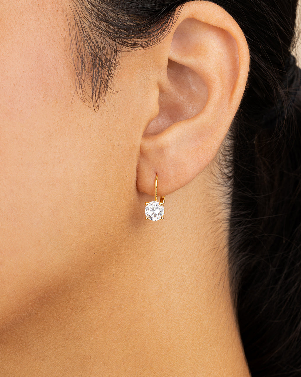 Sterling Silver Round Cut French Clip Earrings