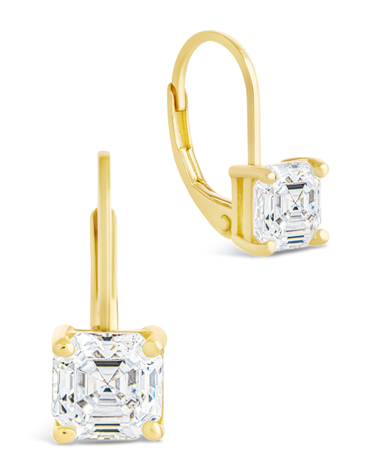 Sterling Silver Princess Cut French Clip Earrings