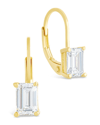Sterling Silver Emerald Cut French Clip Earrings - Sterling Forever