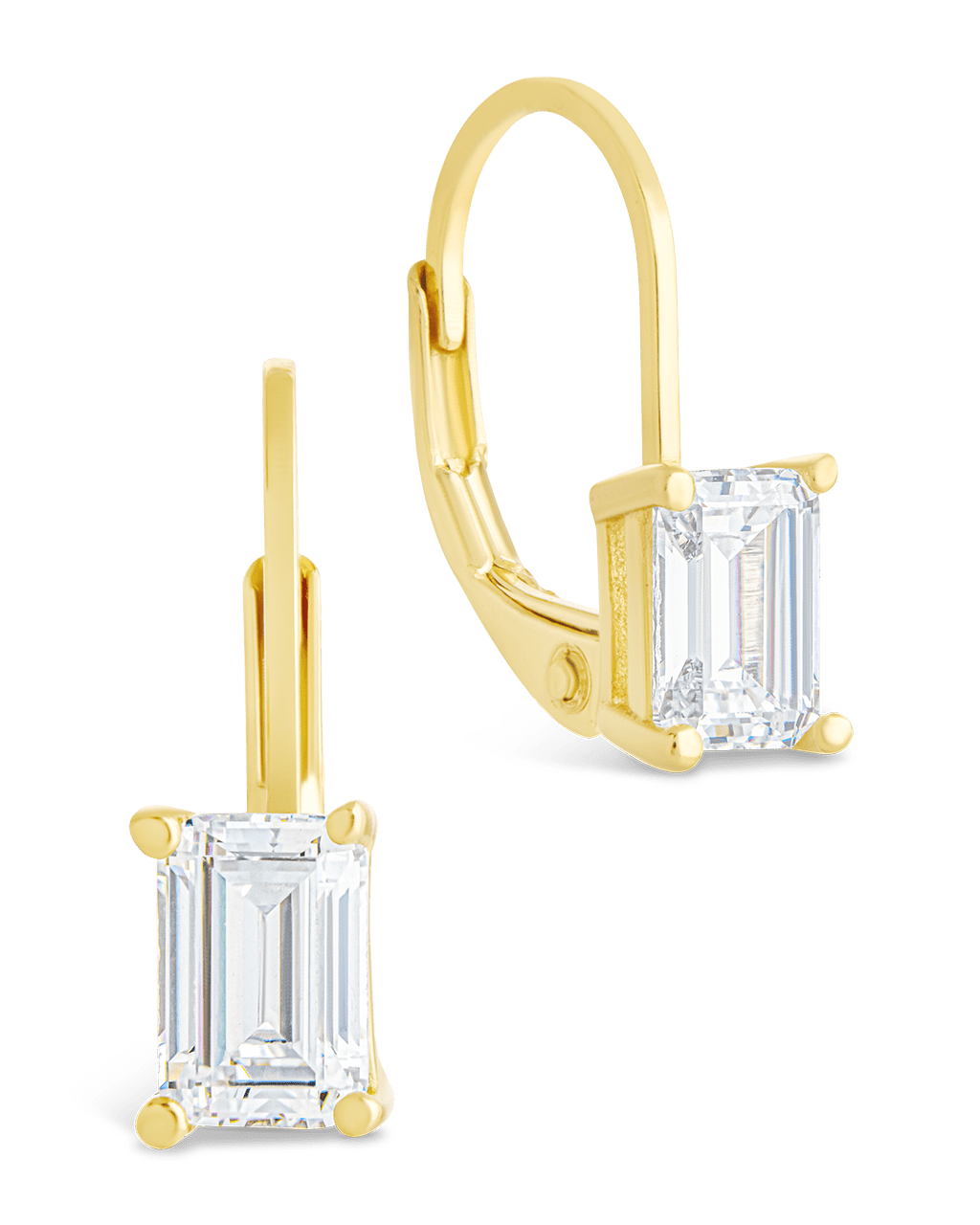 Sterling Silver Emerald Cut French Clip Earrings - Sterling Forever