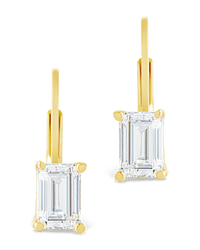 Sterling Silver Emerald Cut French Clip Earrings - Sterling Forever