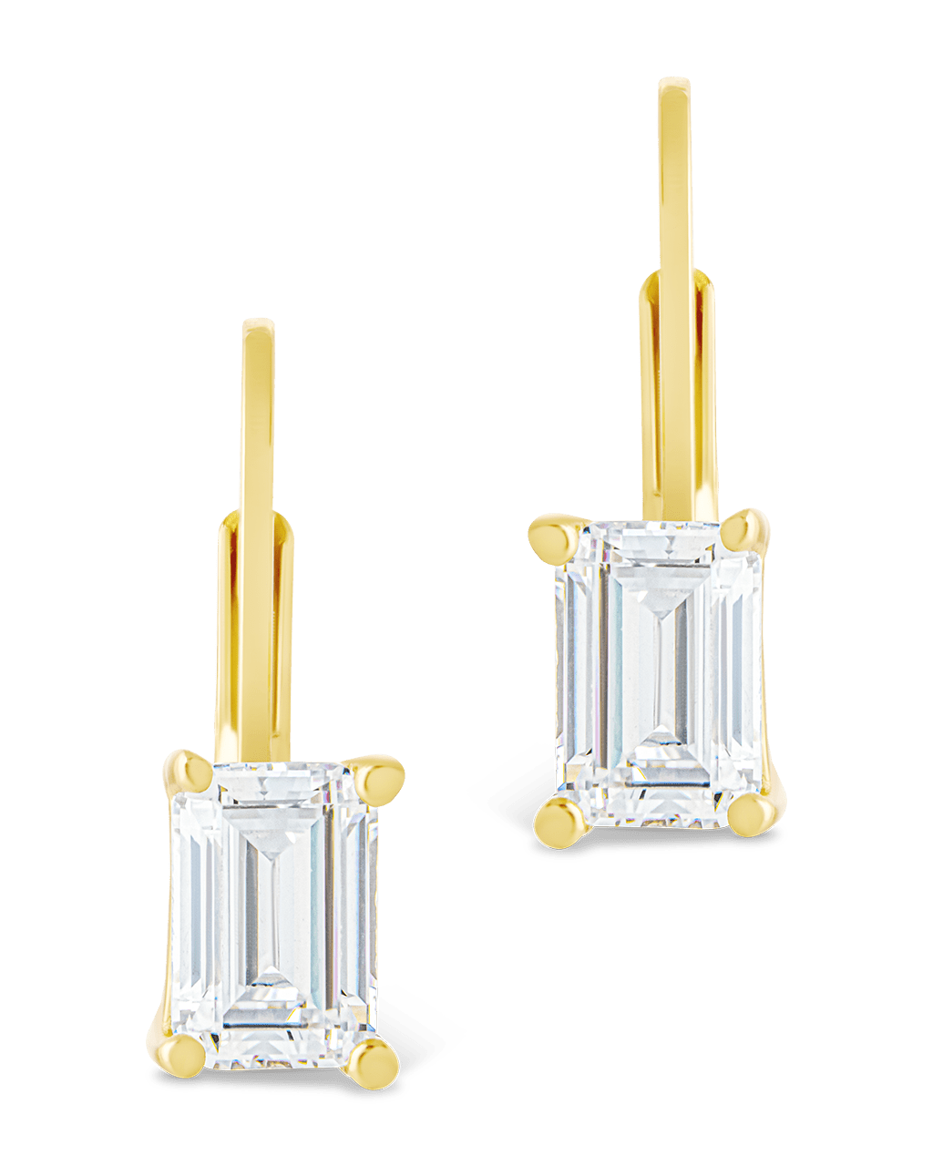 Sterling Silver Emerald Cut French Clip Earrings - Sterling Forever