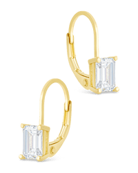 Sterling Silver Emerald Cut French Clip Earrings - Sterling Forever