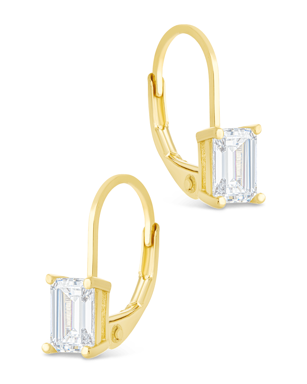 Sterling Silver Emerald Cut French Clip Earrings - Sterling Forever