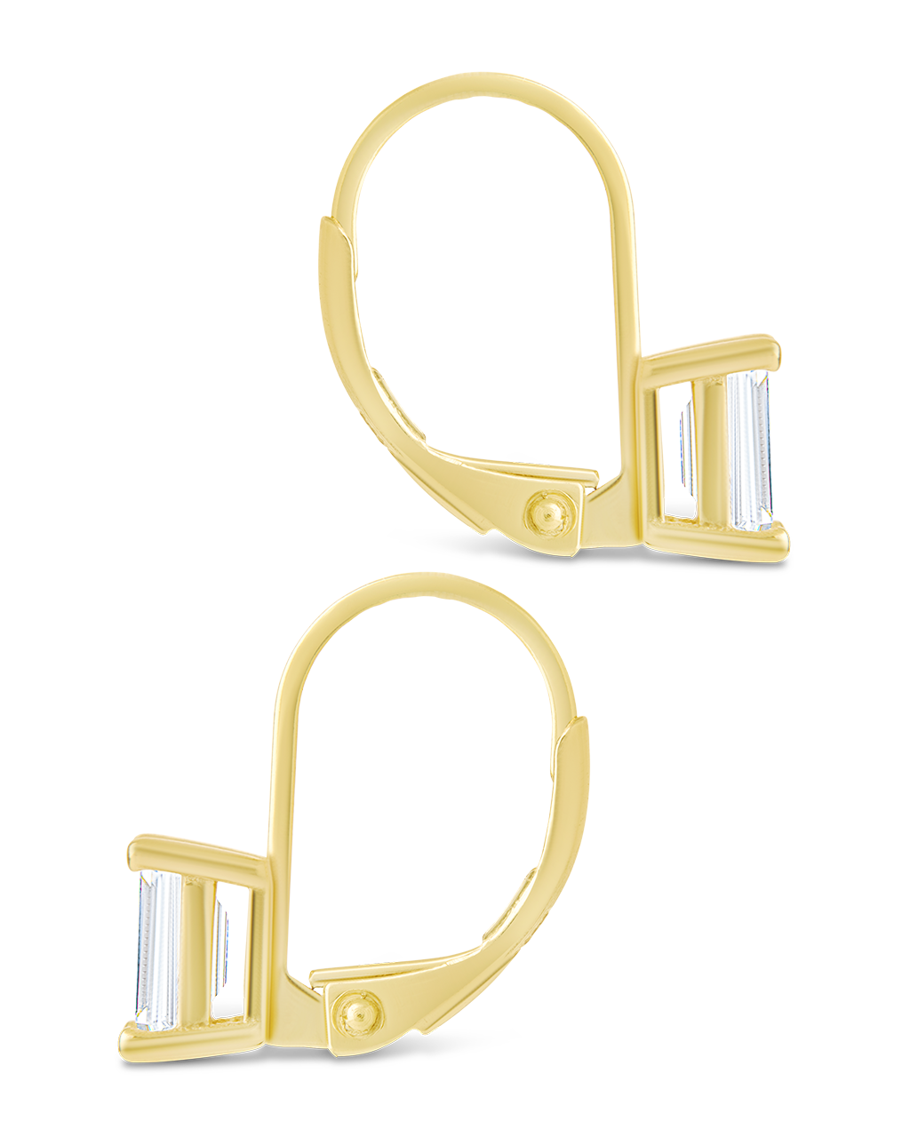 Sterling Silver Emerald Cut French Clip Earrings